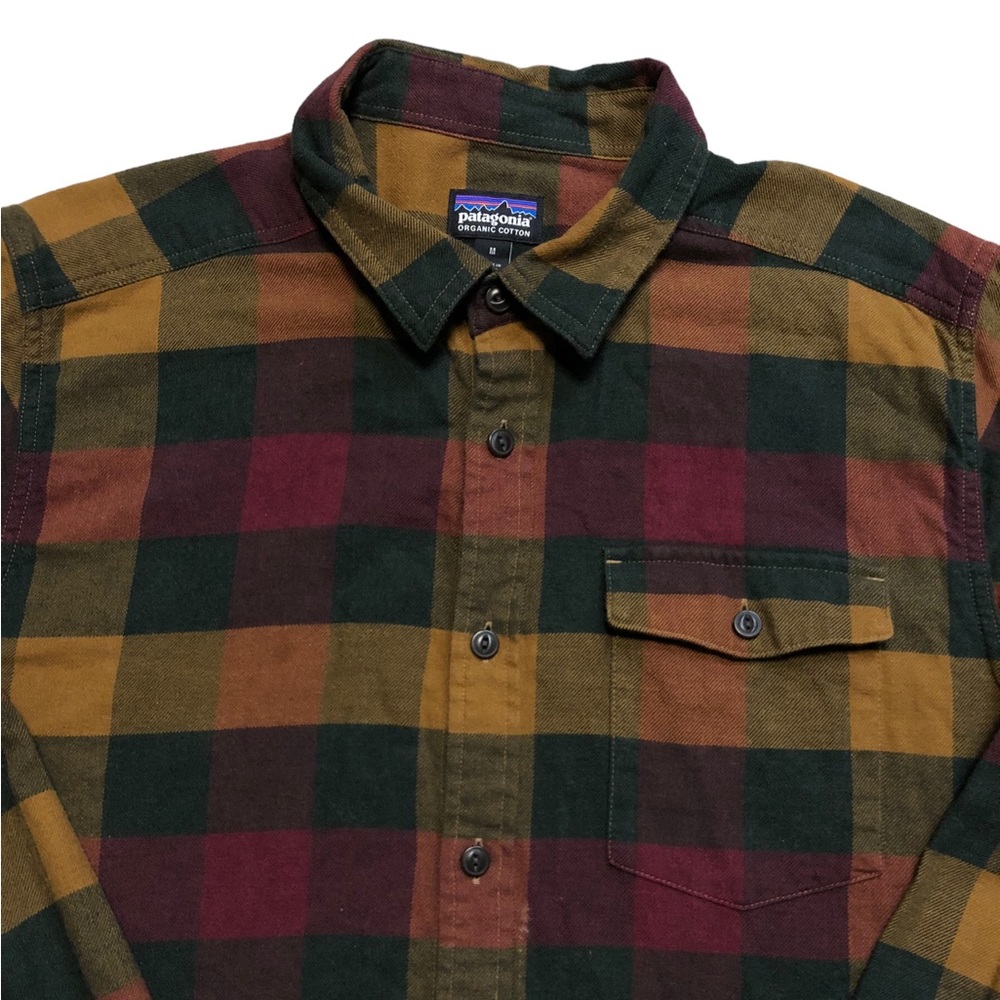 Patagonia Shirt Mens Medium Plaid Fjord Flannel Outdoors Organic Cotton M EUC